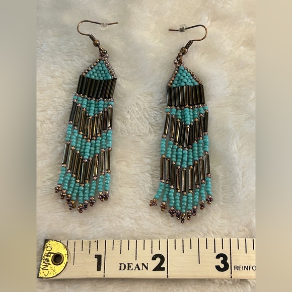 Handmade Beaded Dangle Earrings - Picture 8 of 8